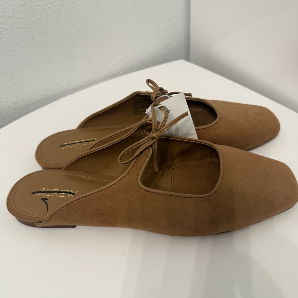 J. Crew Suede Bow-Tie Mule Slides in Tan - Picture 4 of 7